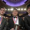 Van Cliburn 2017 medalists Kenneth Broberg, left; gold medalist Yekwon Sunwoo, center; and bronze medalist Daniel Hsu, right