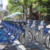 A bike share docking station location near Bargemusic in Dumbo, Brooklyn