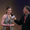 Violinist Tessa Lark answers a question from Elliott Forrest