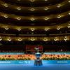 Spanish players Rafael Nadal (L) and David Ferrer play inside the Gran Teatre del Liceu in Barcelona on April 21, 2014 ahead of the Barcelona Open tennis tournament.