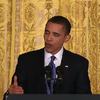 President Obama at a press conference to address the response to the oil spill in the Gulf of Mexico