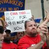 Rescue workers and other 9/11 first responders rally near Ground Zero to address their long-term health needs, on Sep. 8, 2007