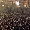 Crowds at the Claudio Abbado memorial concert at the Piazza della Scala, Milan, Italy.