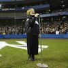 Renee Fleming sings the national anthem prior to game two of the World Series between the Florida Marlins and the New York Yankees on October 19, 2003 at Yankee Stadium in the Br