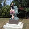 Naomi Lewin poses with Stephen Foster, in Cincinnati's Alms Park